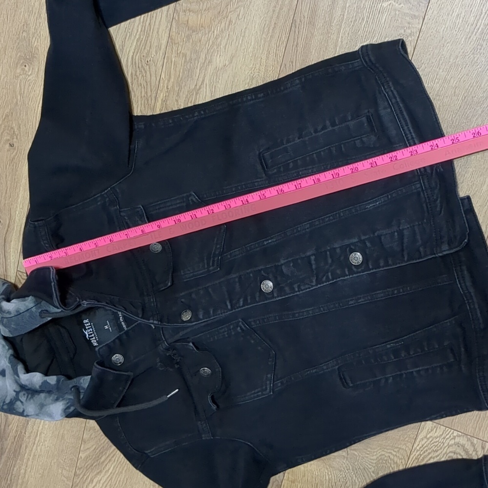 Hollister Distressed Denim Hoodie Jacket - Picture 6 of 7